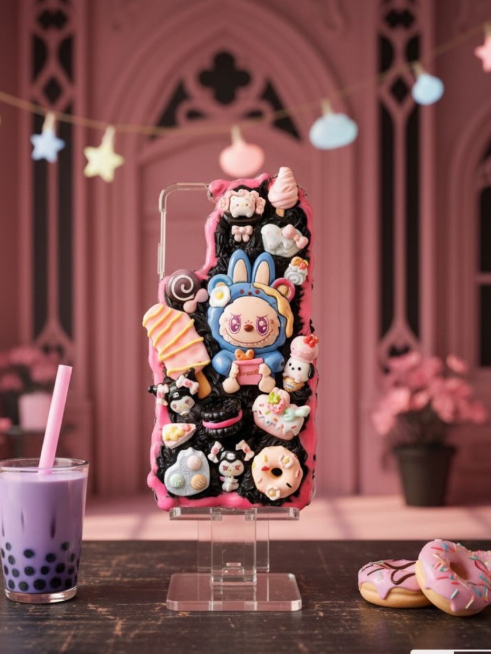 Handmade Cute Pink Bunny monster  Character Phone Case for any model Kawaii